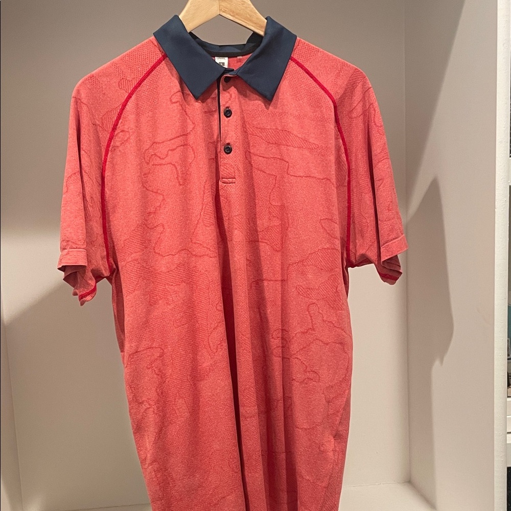 Classic Red Polo Shirt with Navy Collar